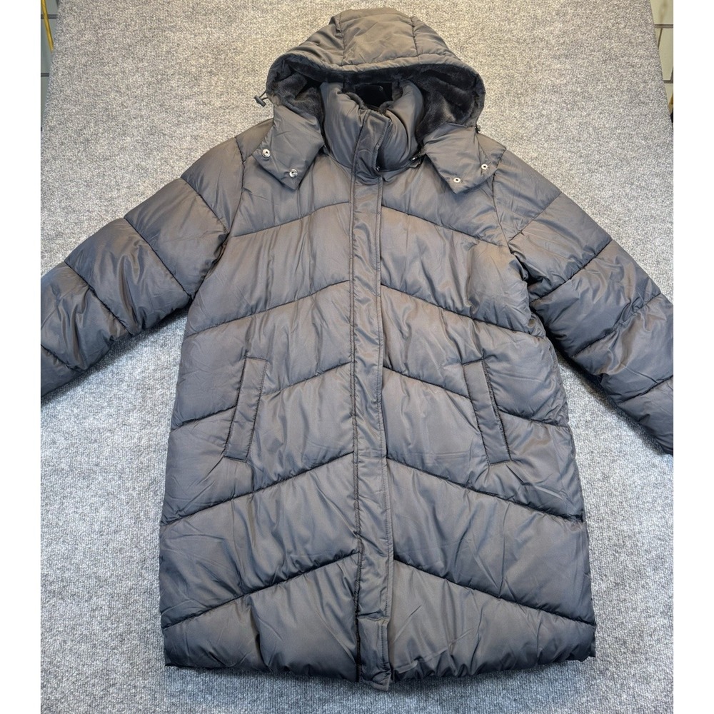 Selby Collection Womens Black Puffer Coat Faux Fur Lined Hooded XL – New No Tags